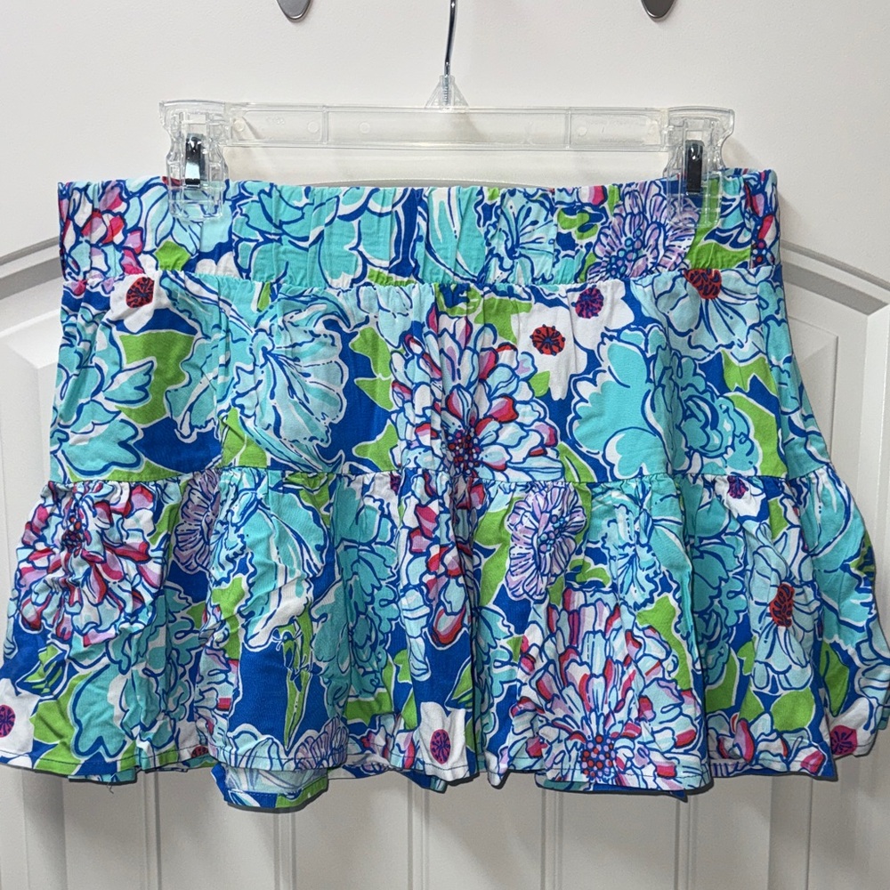 Lilly Pulitzer Blue and Green Floral Skirt